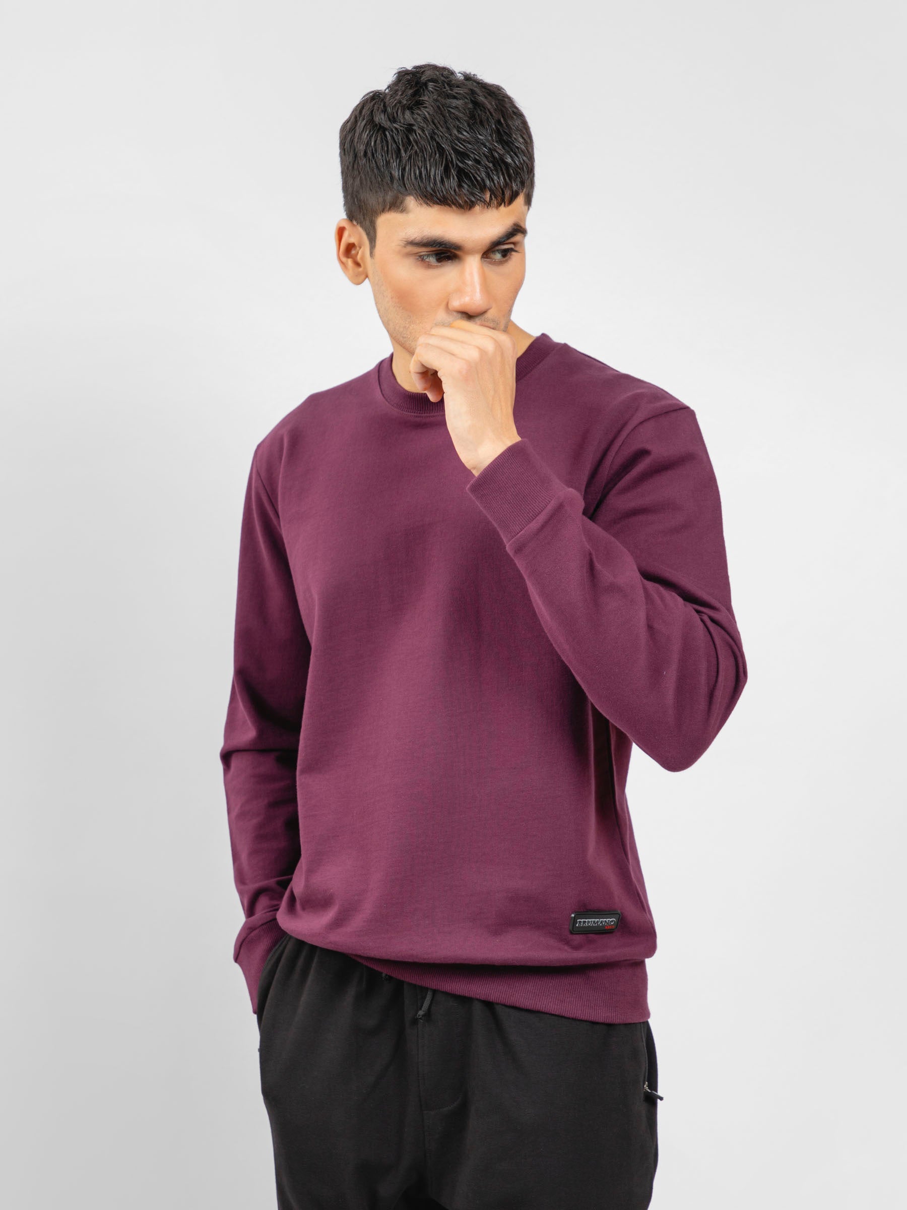 Burgundy Long Sleeve Crewneck Sweatshirt