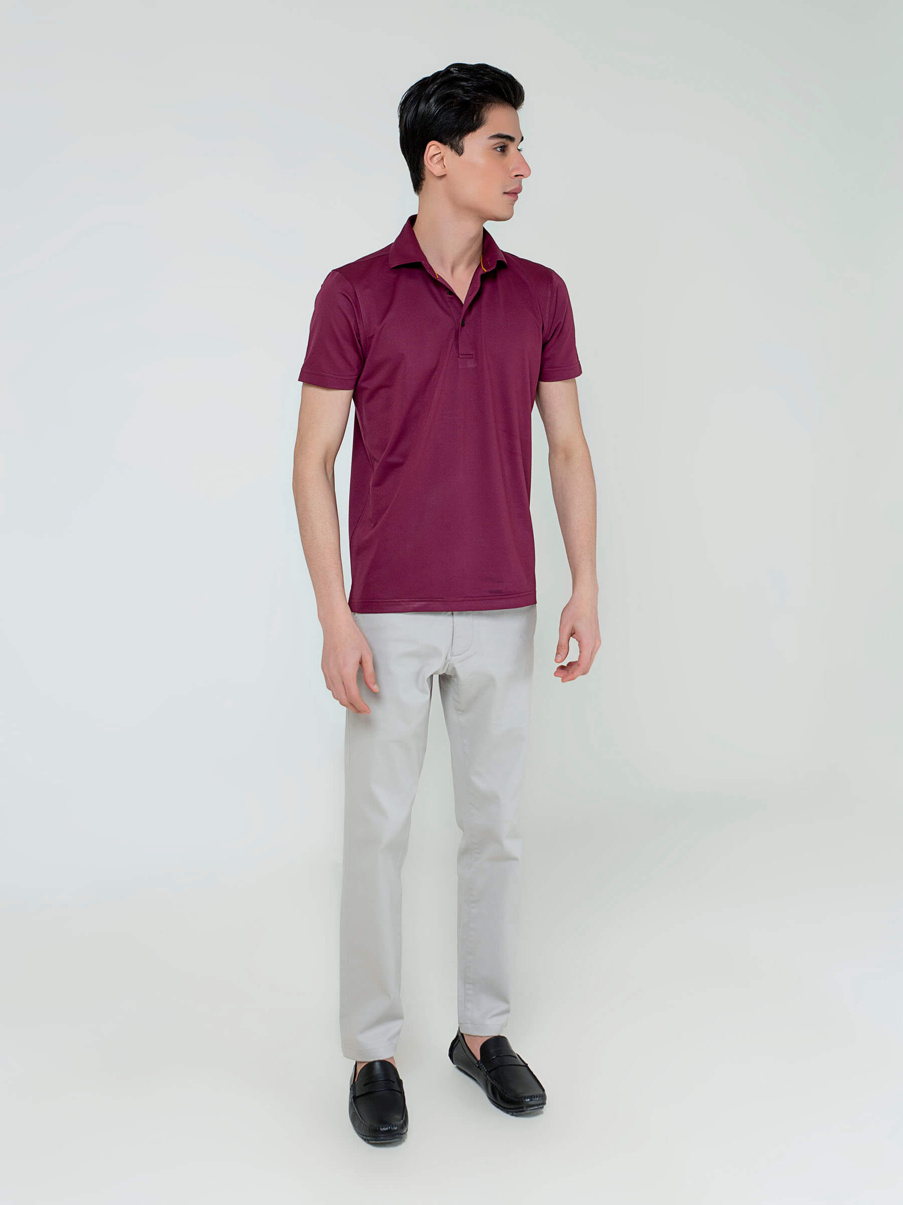 Burgundy Performance Polo With Cutaway Collar