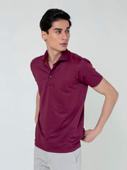 Burgundy Performance Polo With Cutaway Collar