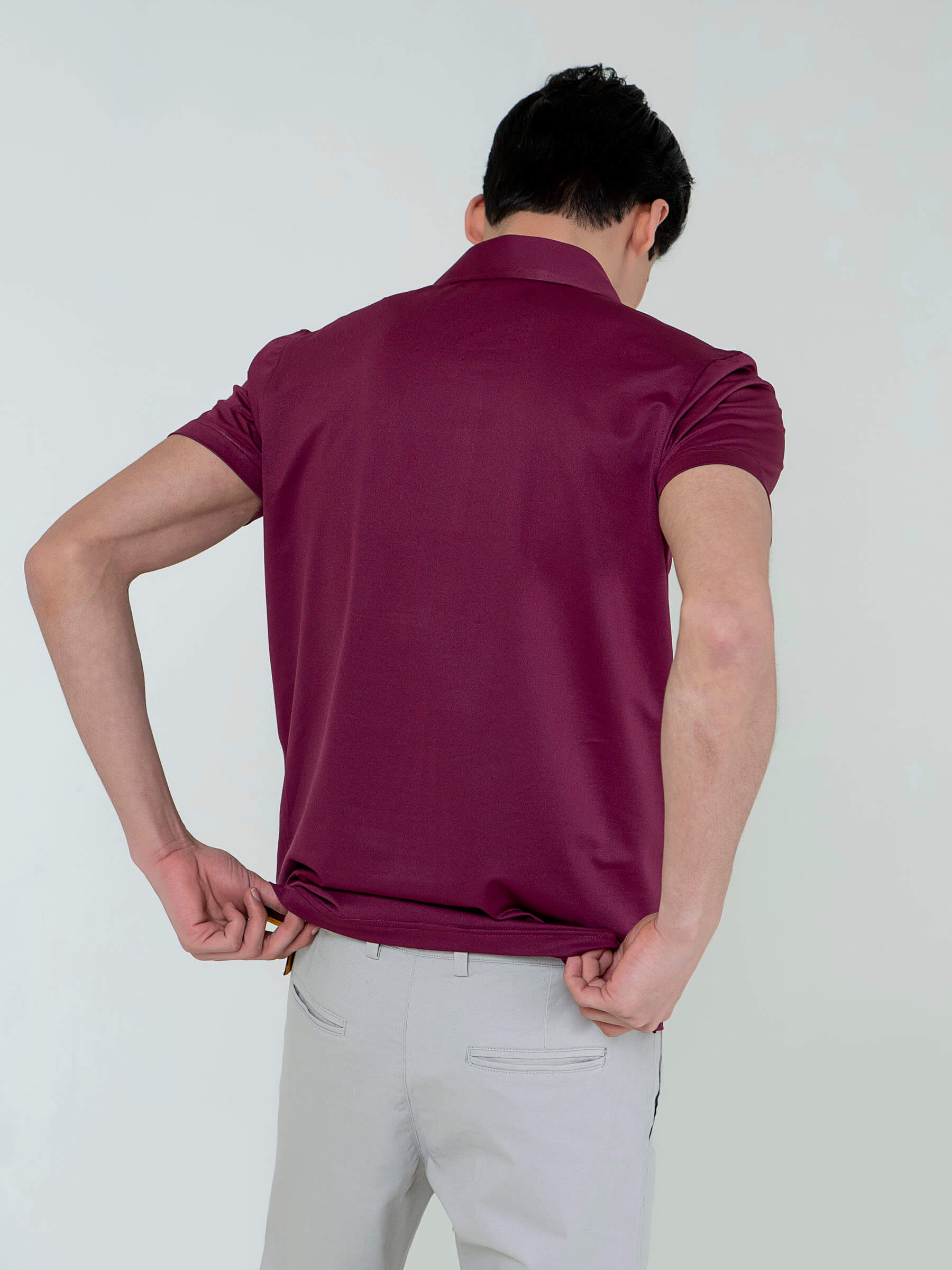 Burgundy Performance Polo With Cutaway Collar