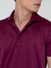 Burgundy Performance Polo With Cutaway Collar