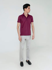 Burgundy Performance Polo With Cutaway Collar