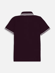 Burgundy Pique Casual Tipped polo
