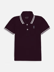 Burgundy Pique Casual Tipped polo