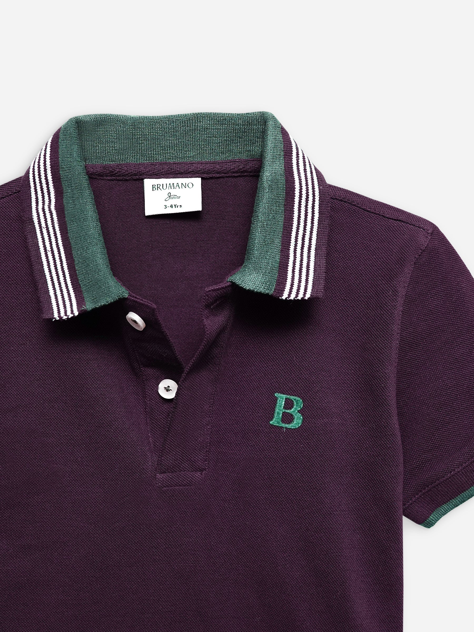 Burgundy Polo With Green Collar