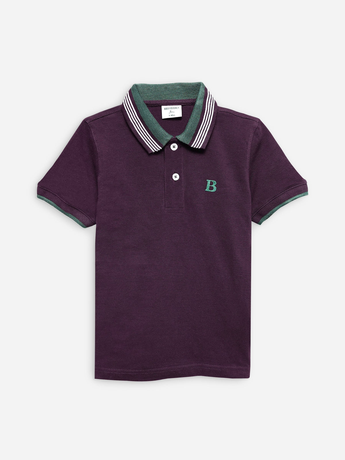 Burgundy Polo With Green Collar