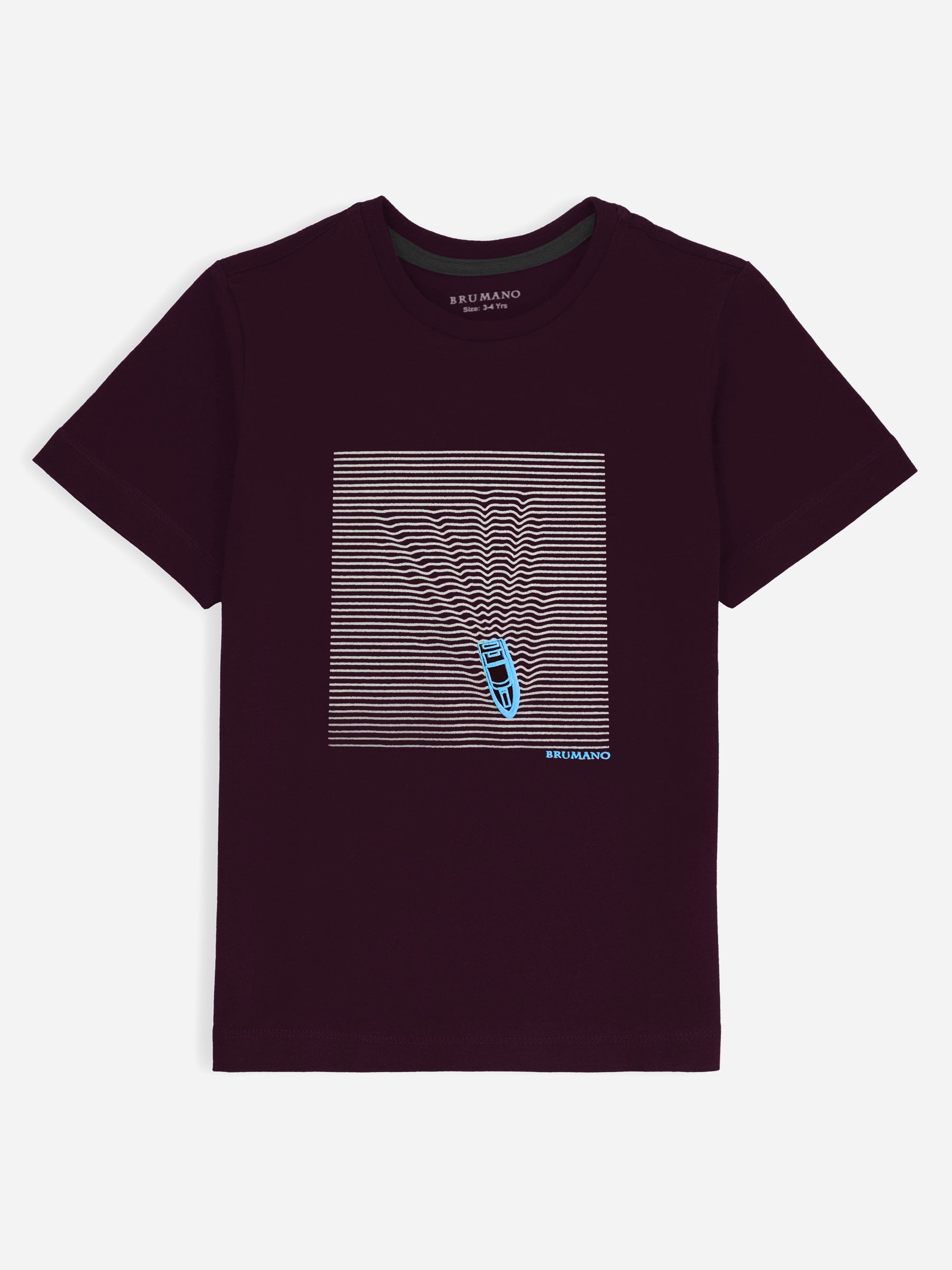 Burgundy Printed  'Boat' Casual tee