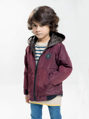 Burgundy Quilted Casual Jacket With Hoodie - Unisex