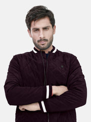 Burgundy Quilted Sporty Bomber Jacket