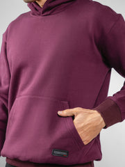 Burgundy Relaxed Fit Pullover Hoodie