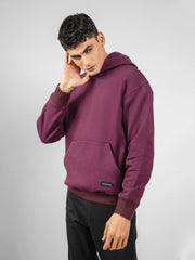 Burgundy Relaxed Fit Pullover Hoodie