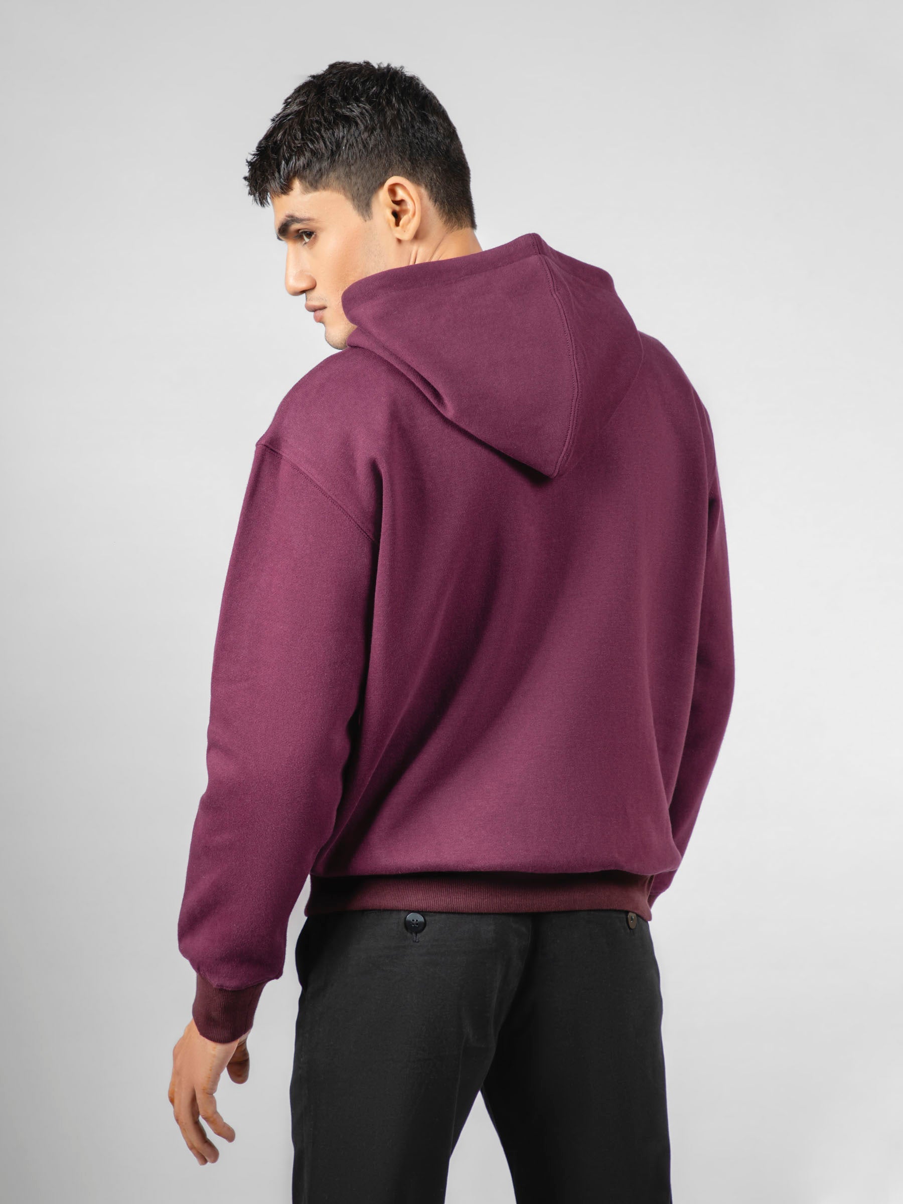 Burgundy Relaxed Fit Pullover Hoodie
