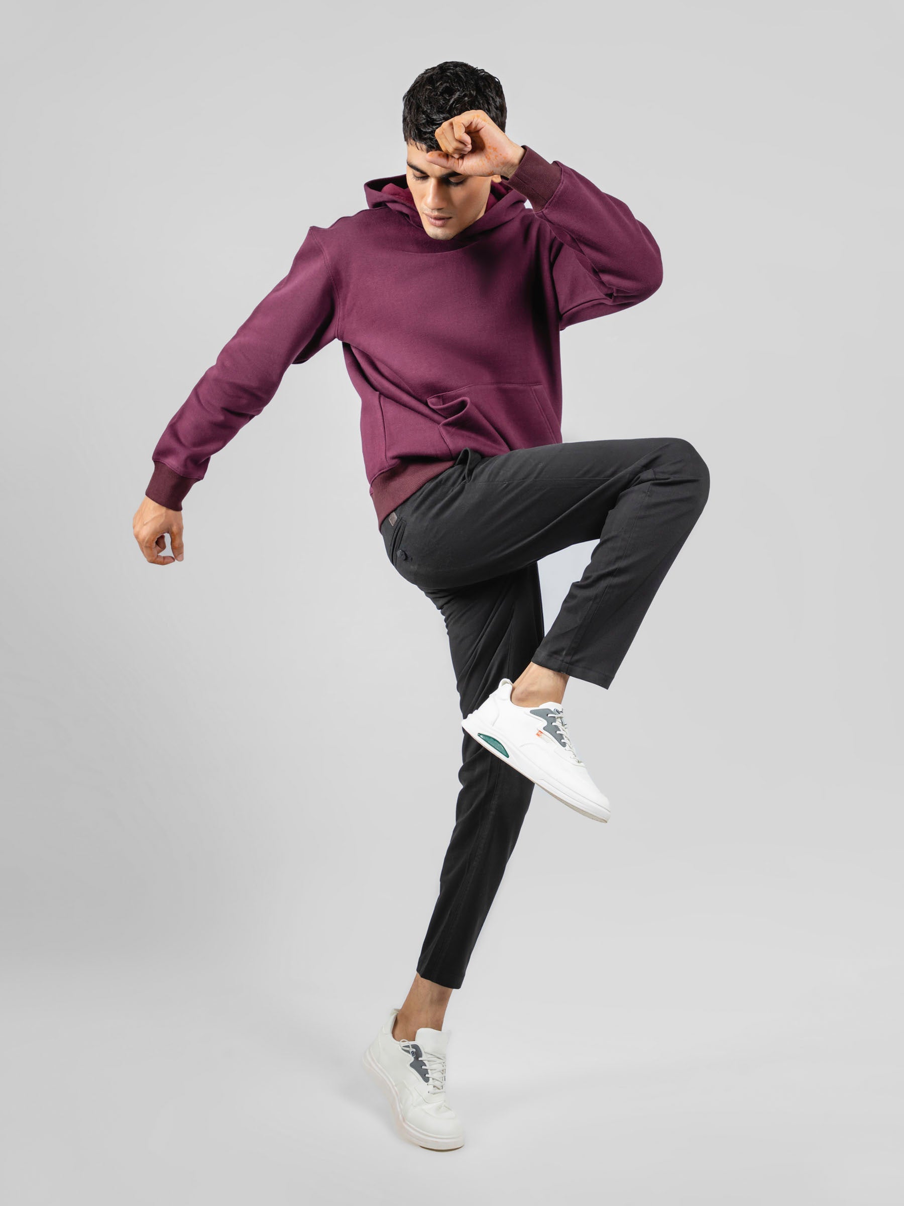 Burgundy Relaxed Fit Pullover Hoodie