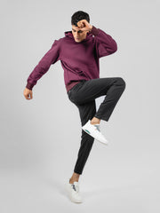 Burgundy Relaxed Fit Pullover Hoodie