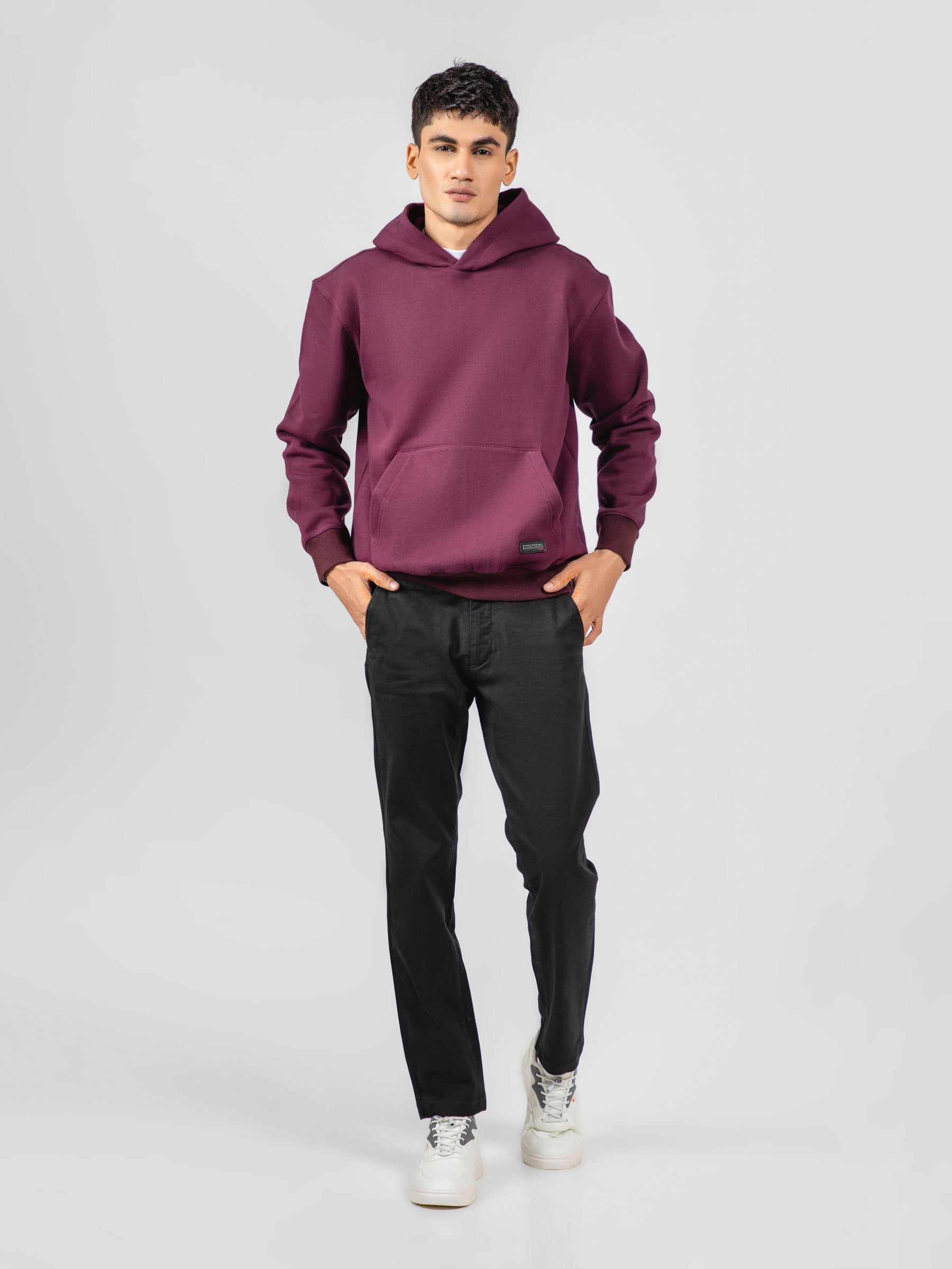 Burgundy Relaxed Fit Pullover Hoodie