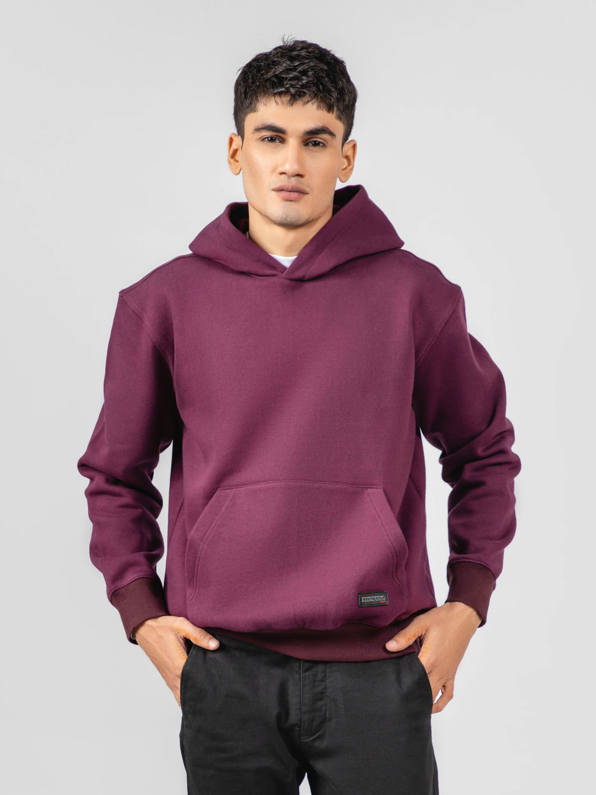 Burgundy Relaxed Fit Pullover Hoodie