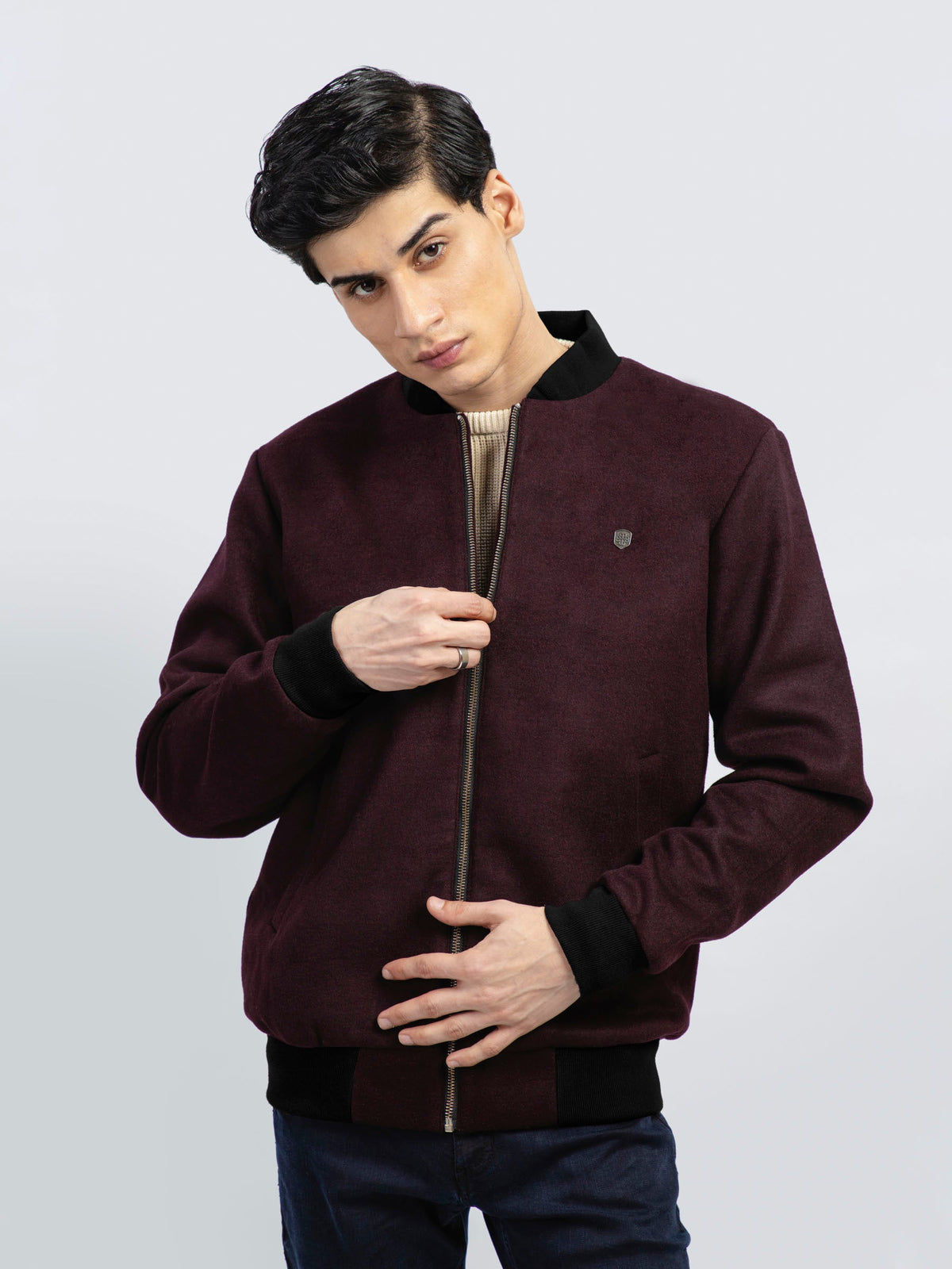 Burgundy Wool Bomber Jacket - Limited Edition