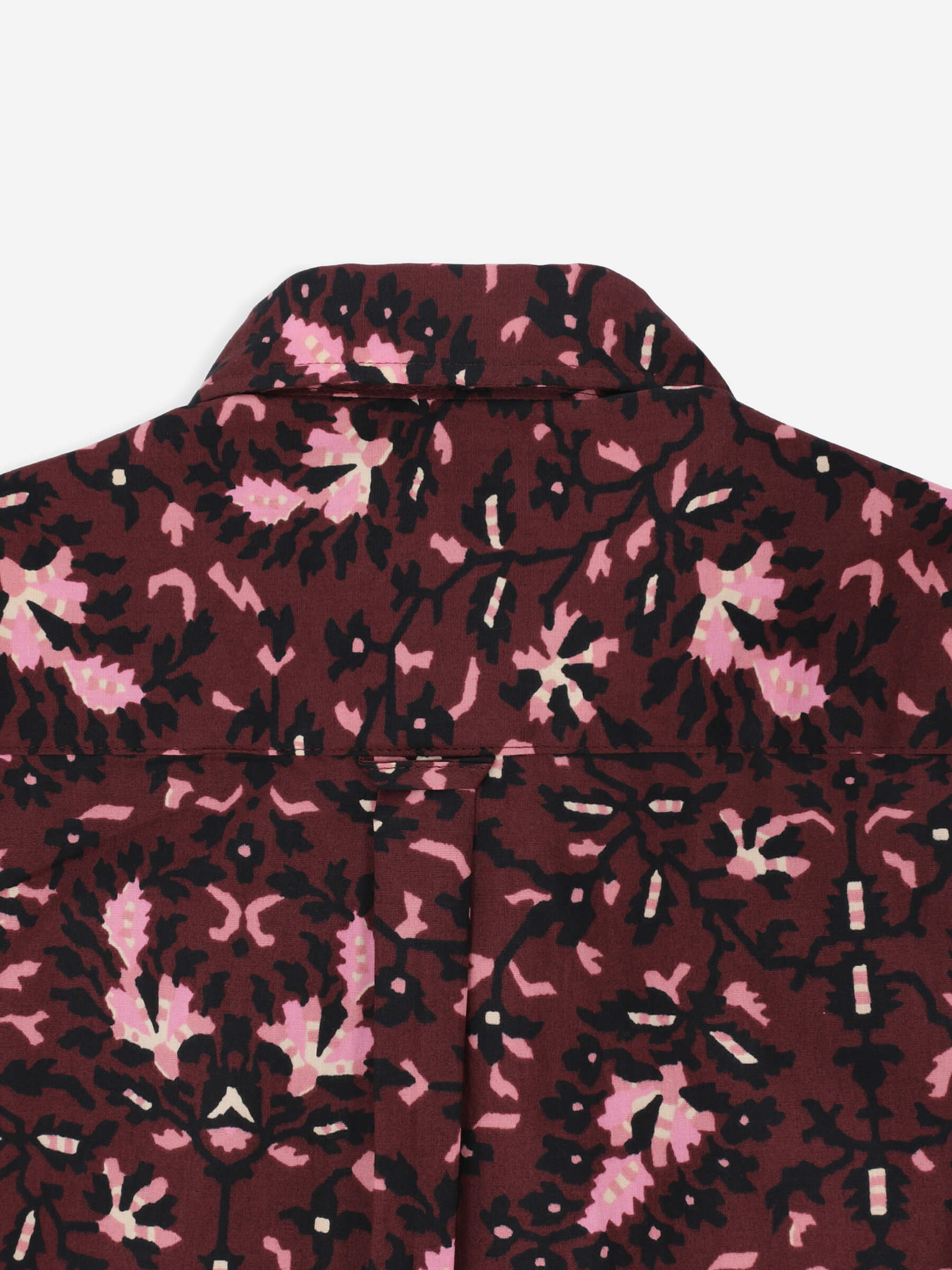 Burgundy & Black Floral Printed Short Sleeve Casual Shirt