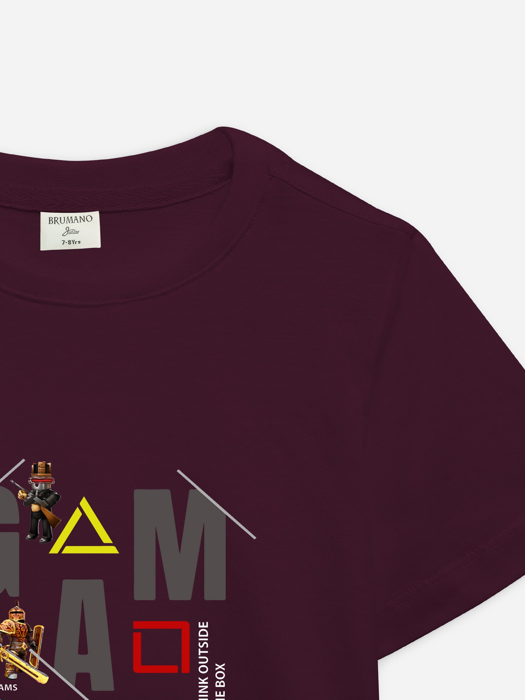 Burgundy 'Game Over' Printed Casual T-Shirt