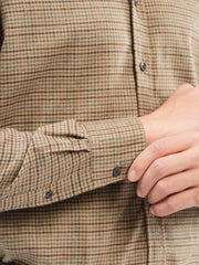 Camel Brown Gingham Flannel Checkered Shirt