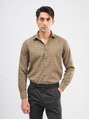 Camel Brown Gingham Flannel Checkered Shirt