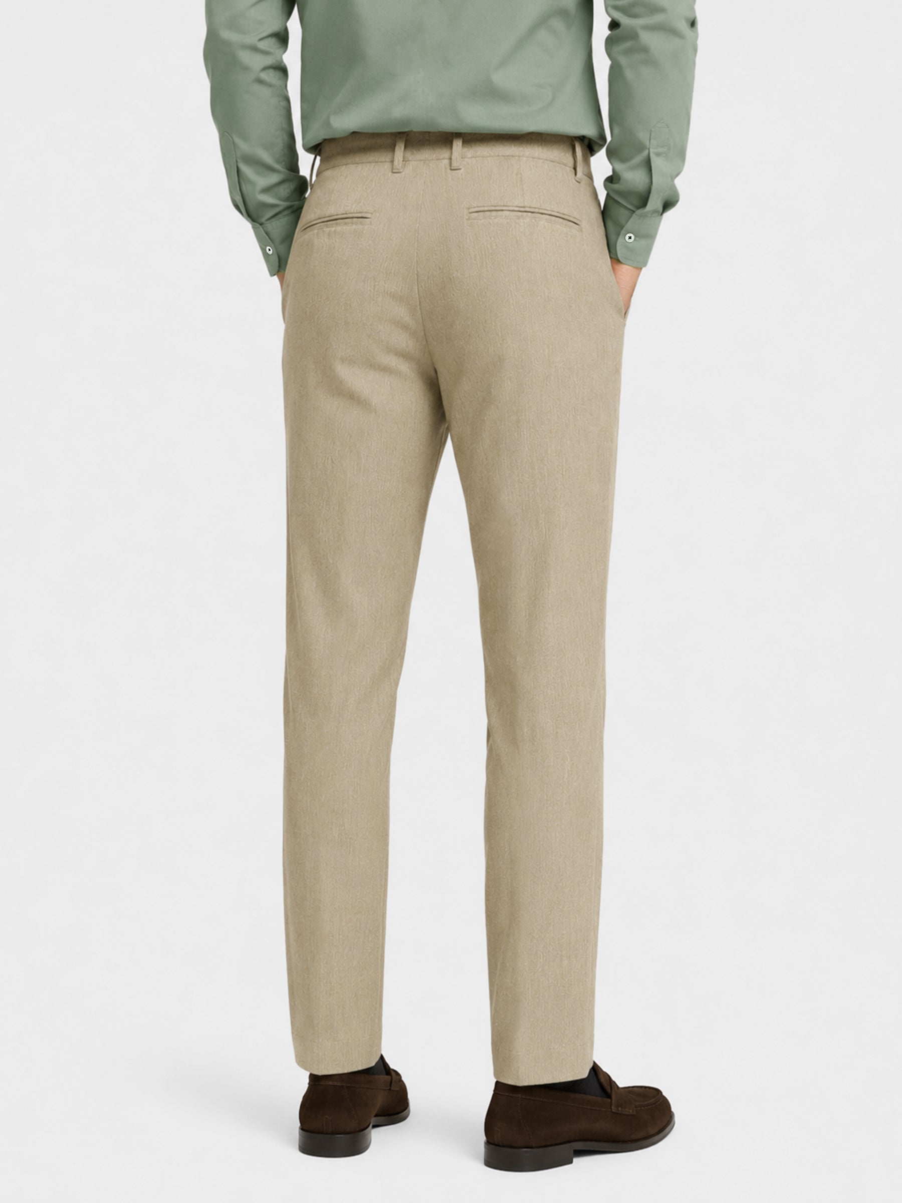 Camel Brown Dobby Structured Chinos