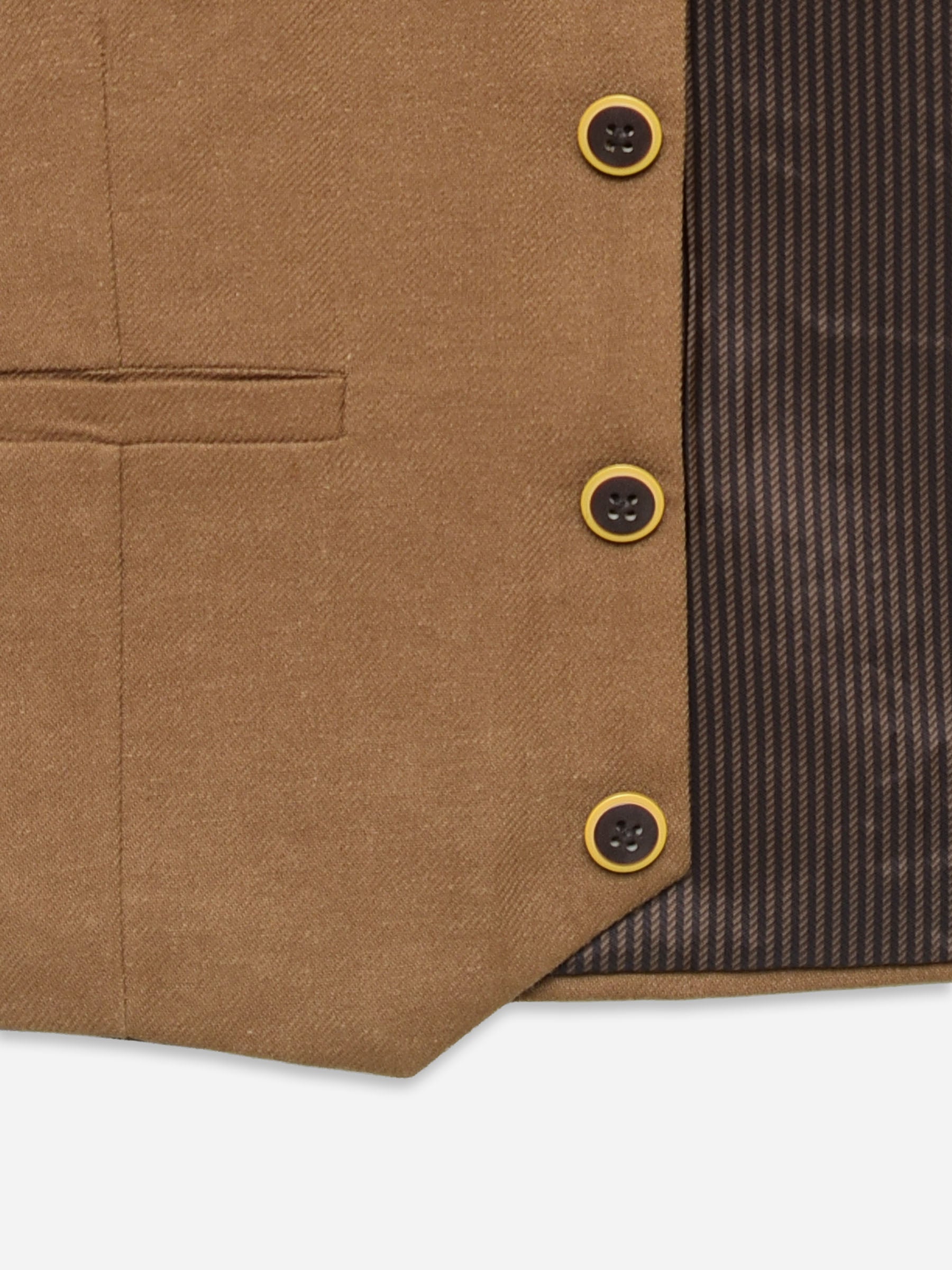 Camel Brown Twill Formal Vest With Bow - Junior