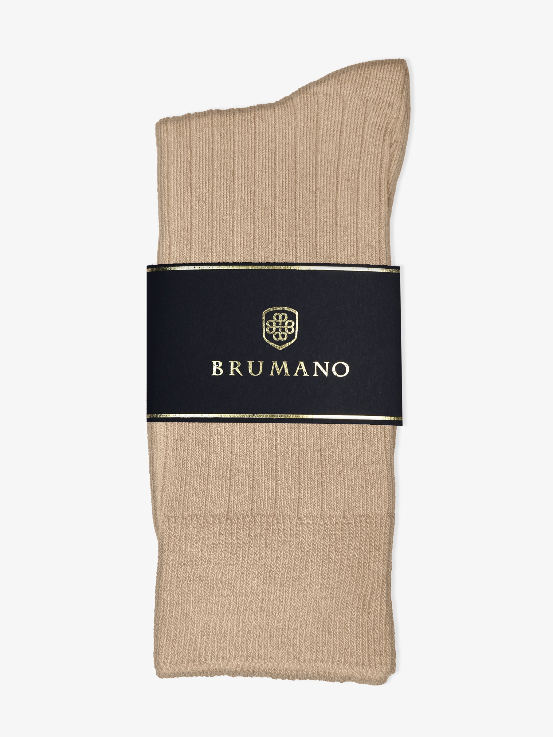 Camel Brown Ribbed Cotton Socks