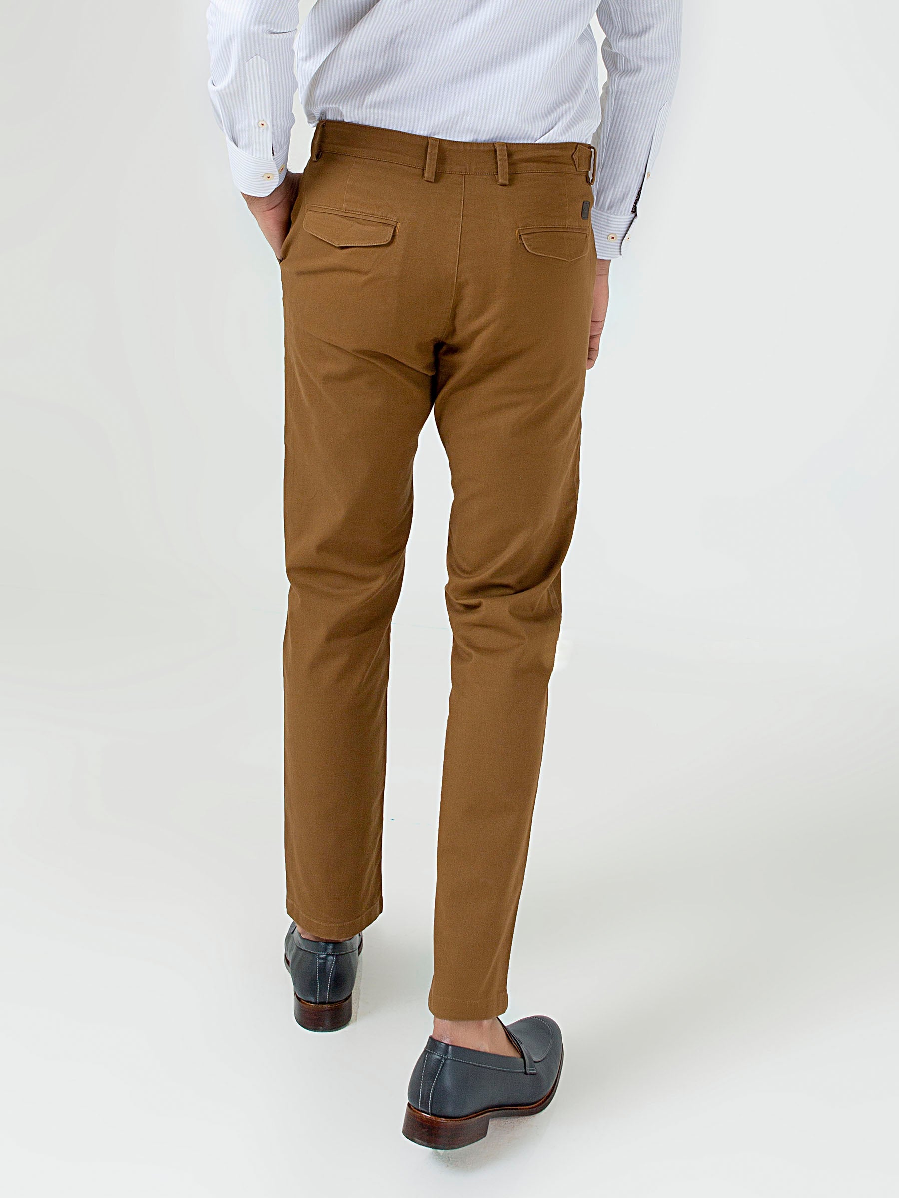 Camel Brown Slimfit Chino With Gurkha Style Buttons