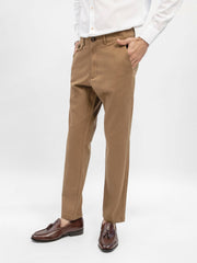 Camel Brown Structured Casual Fit Chinos
