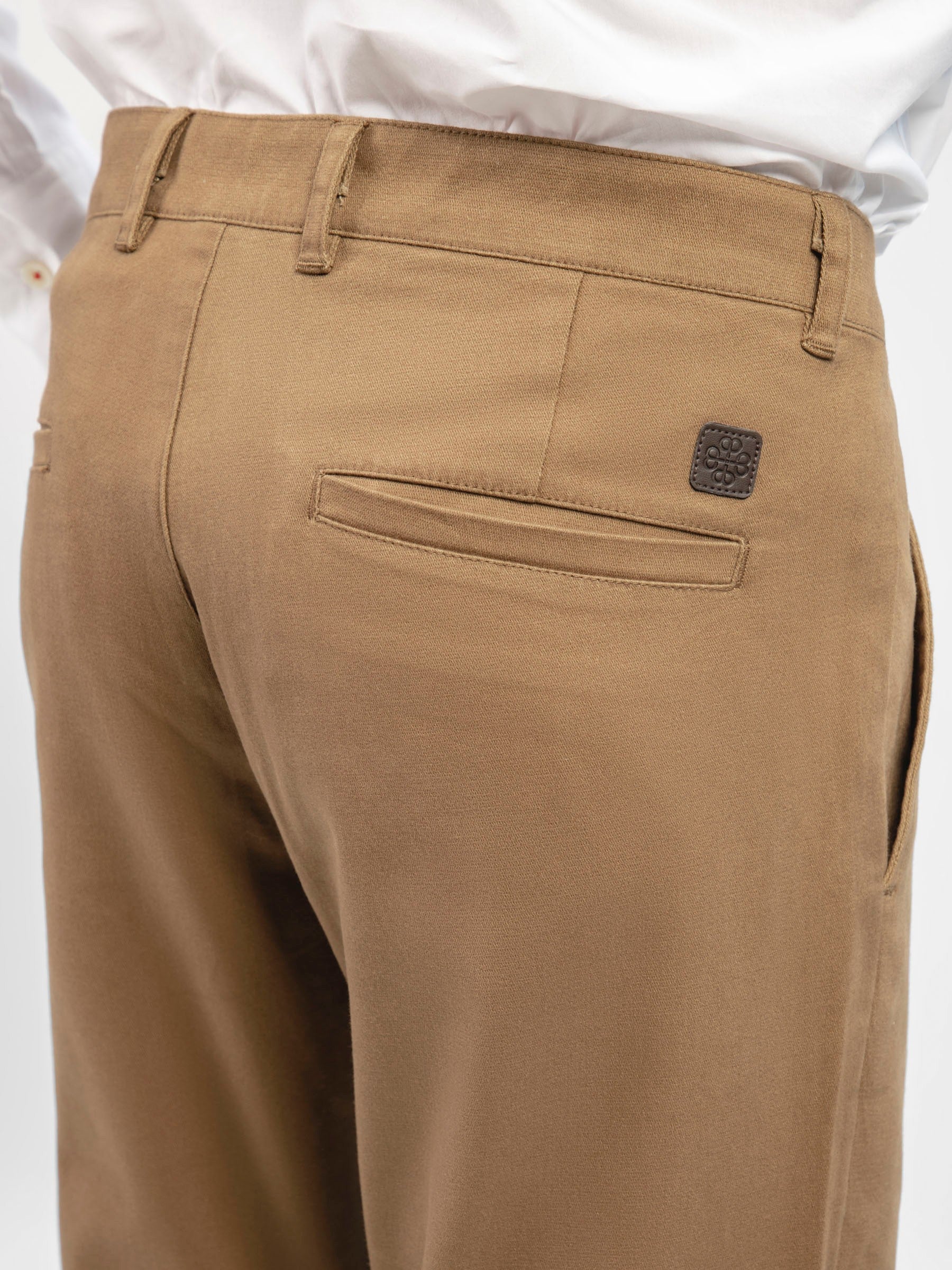 Camel Brown Structured Casual Fit Chinos