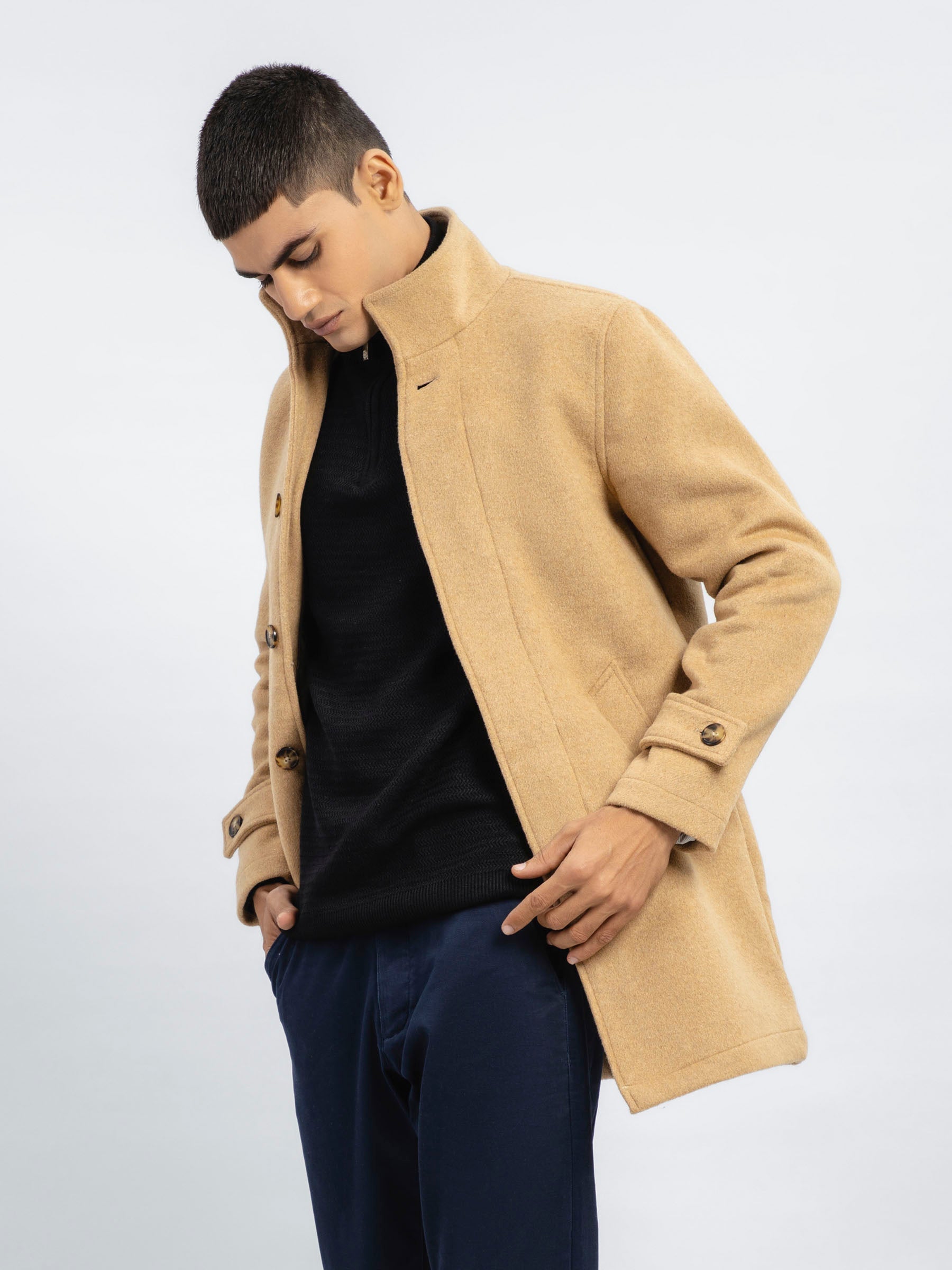 Camel Wool Blended Long Coat - Limited Edition