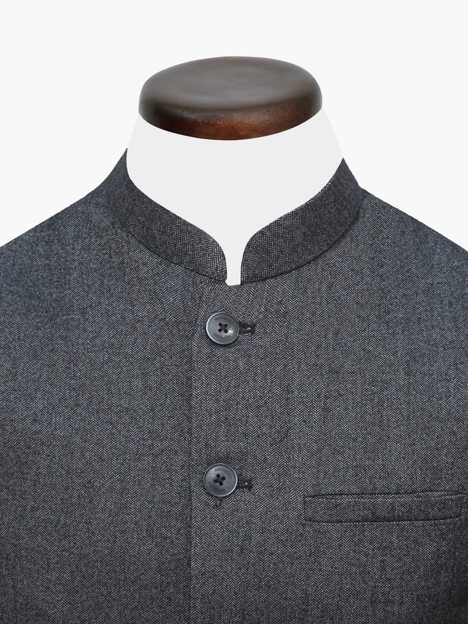 Charcoal Herringbone Wool Blended Waistcoat - Sartoria