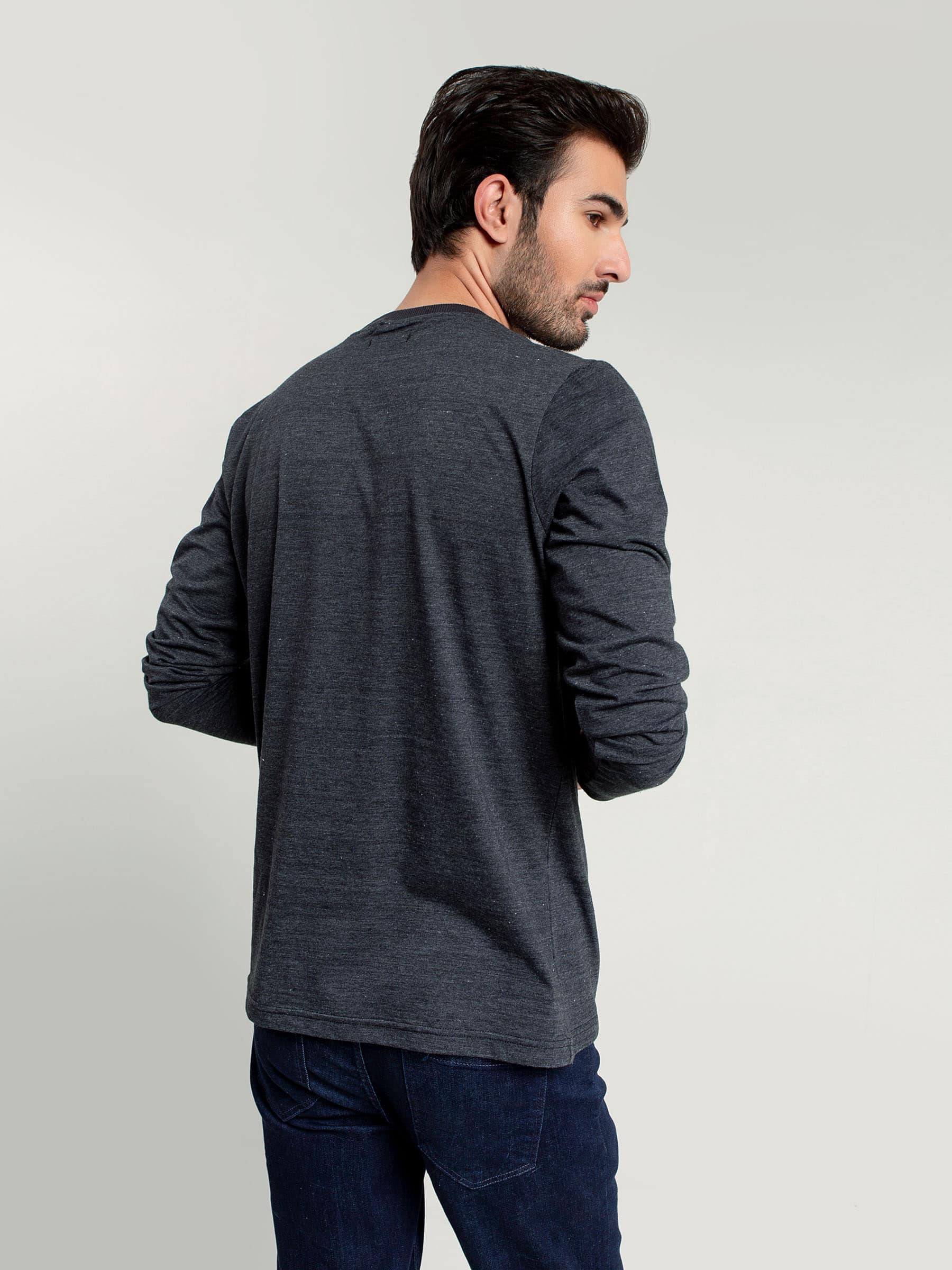 Charcoal Neppy Long Sleeve T-shirt