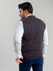 Charcoal Patterned Sleeveless V-Neck Sweater