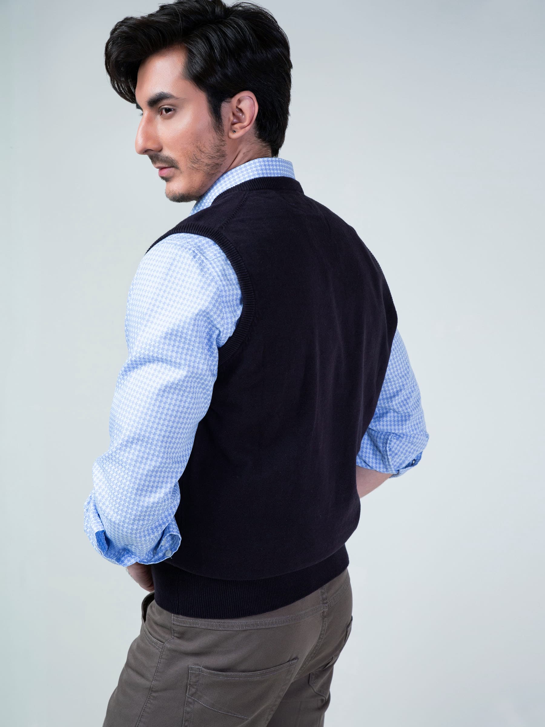 Charcoal Sleeveless V-Neck Sweater