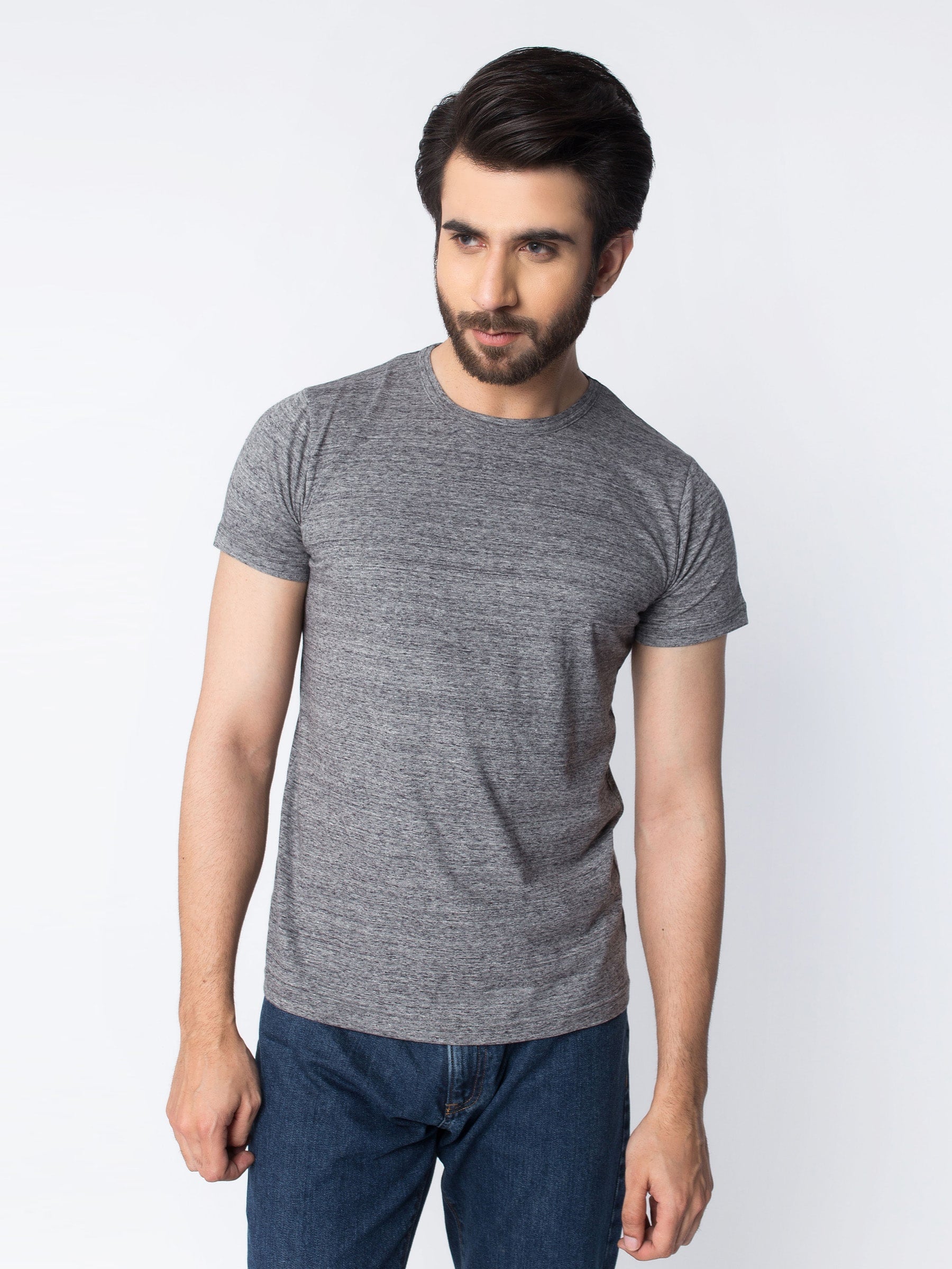 Charcoal Textured Half Sleeve T-Shirt