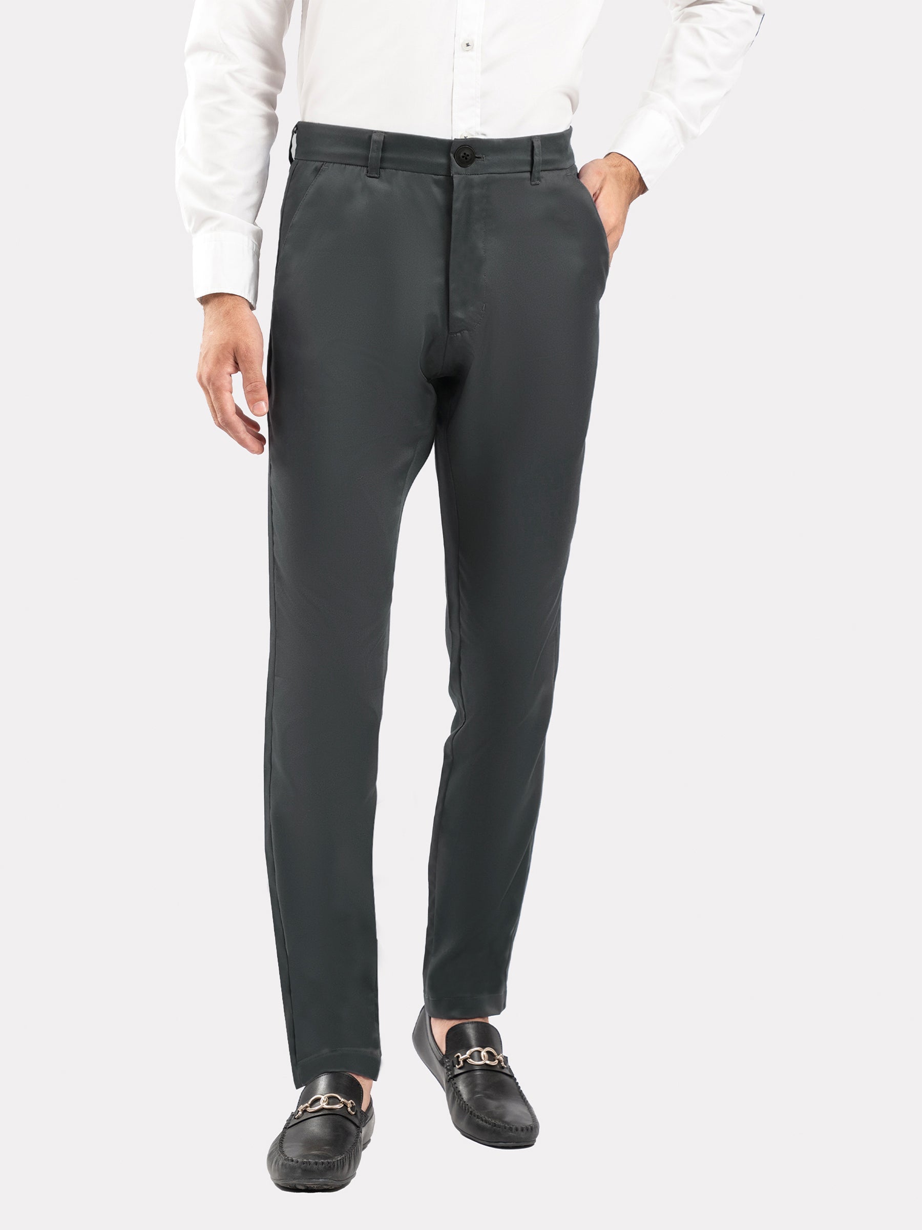 Charcoal Twill Structured Semi Formal Chino