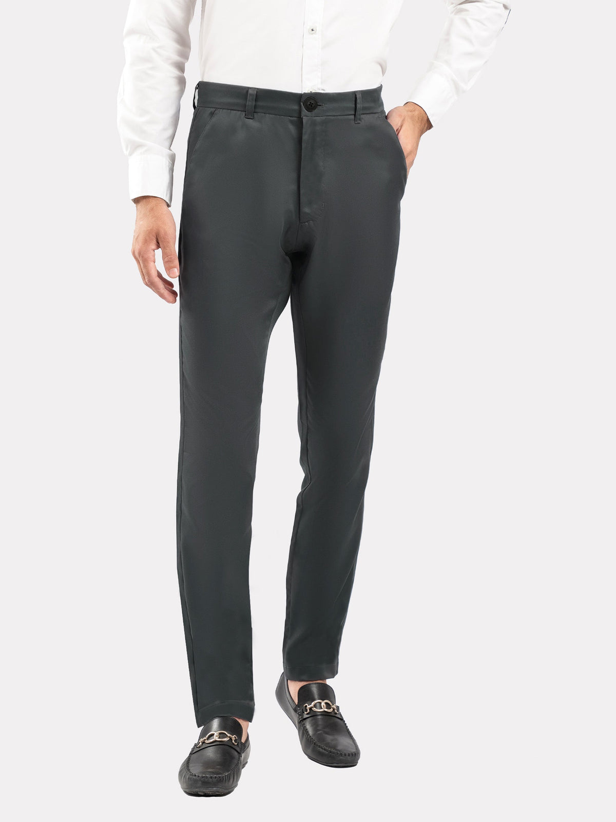 Charcoal Twill Structured Semi Formal Chino