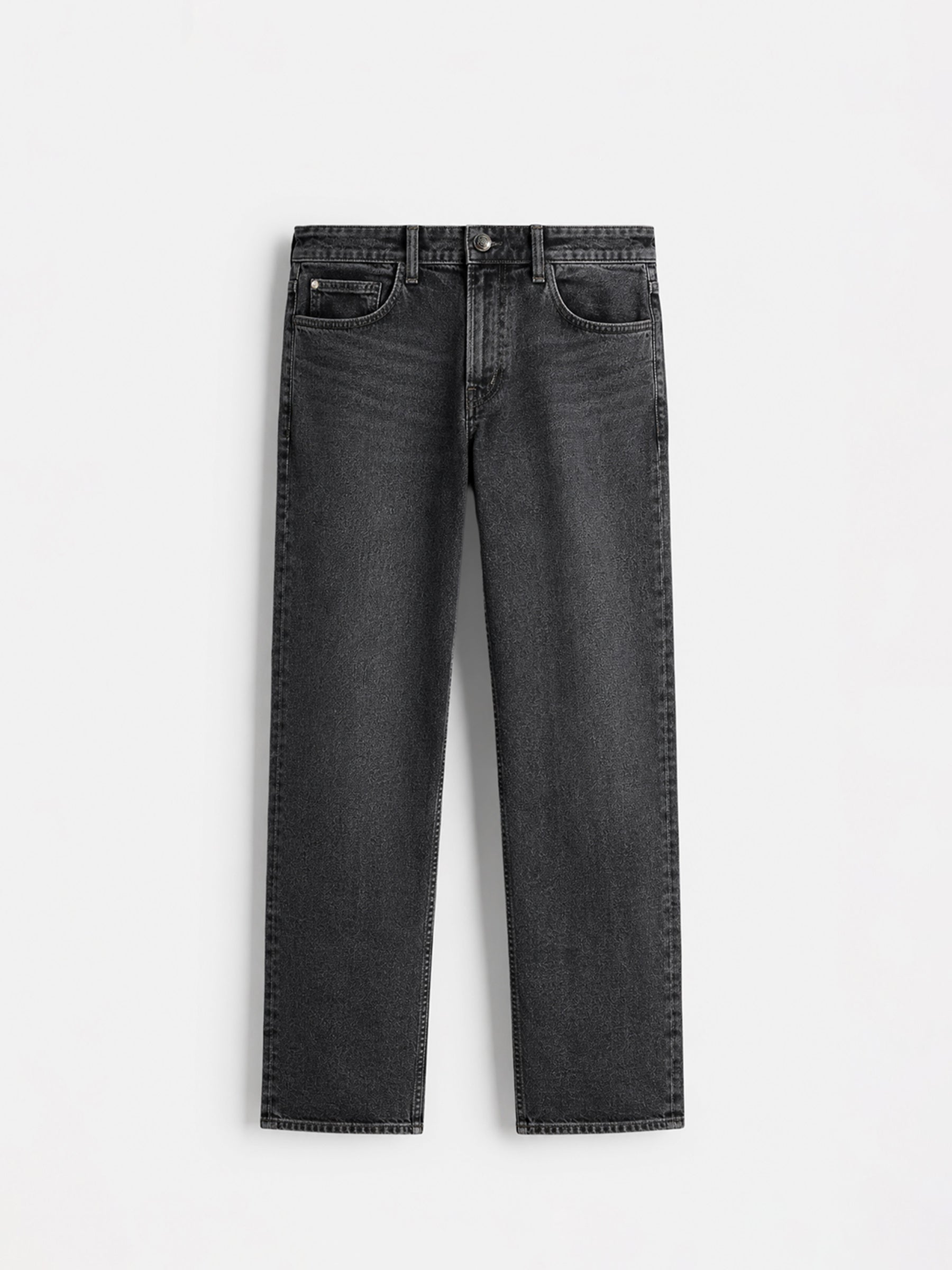 Charcoal Grey Straight Fit Casual Denim