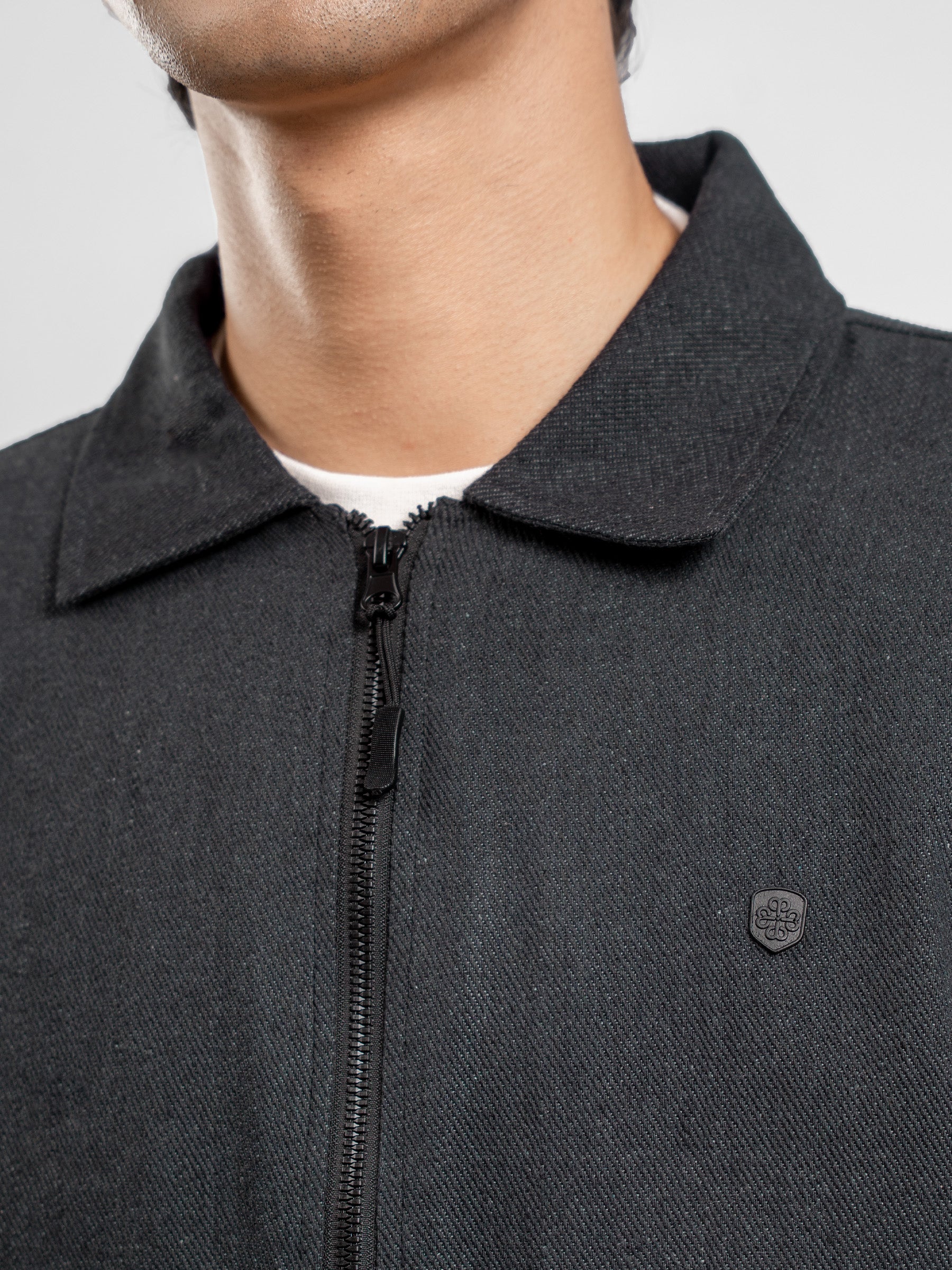 Charcoal Casual Collar Jacket With Cargo Pocket