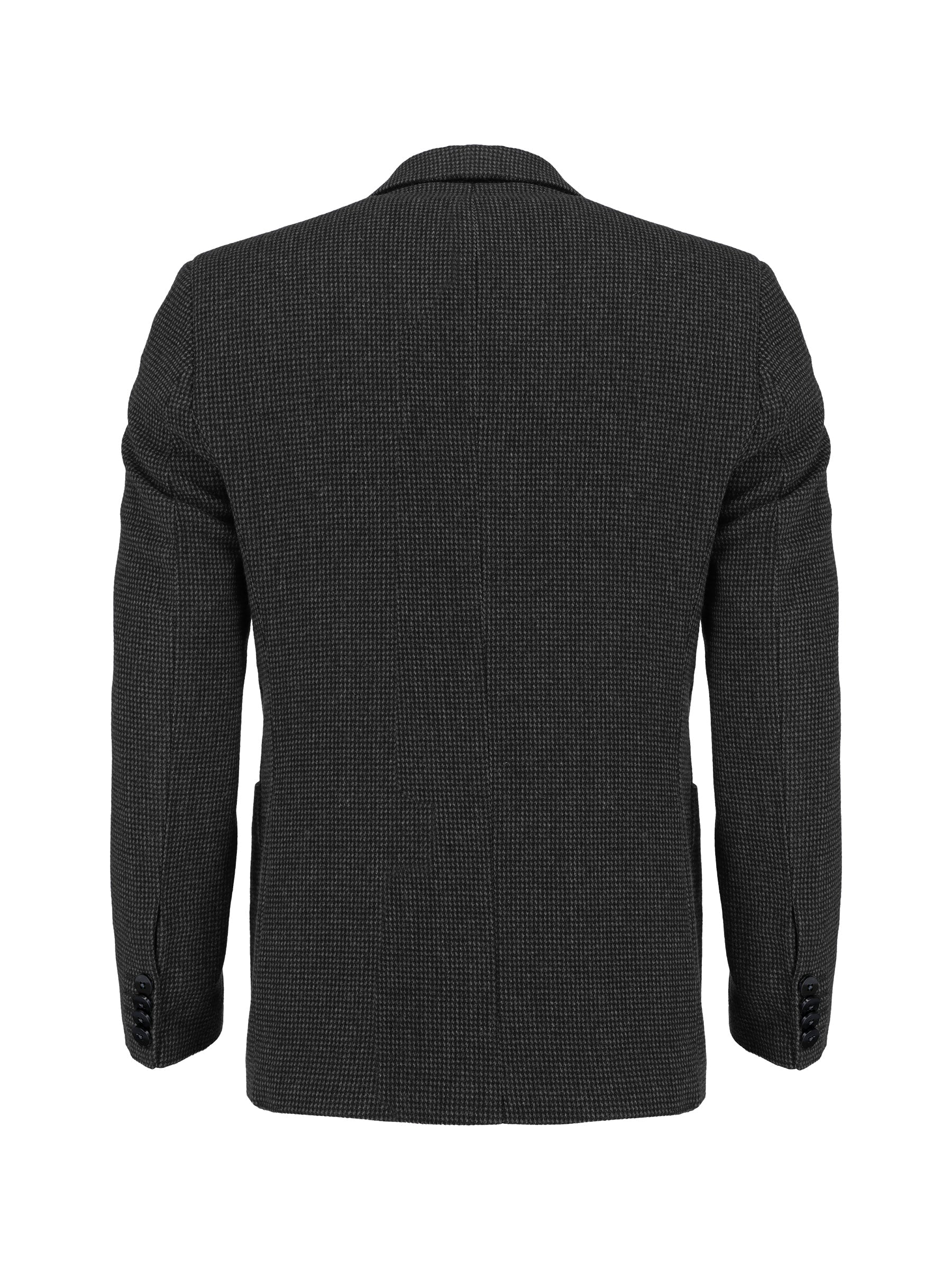 Charcoal Dobby Wool & Cashmere Blended Blazer - Sartoria