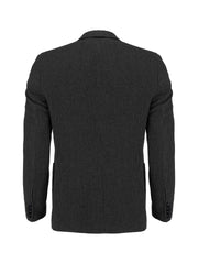 Charcoal Dobby Wool & Cashmere Blended Blazer - Sartoria