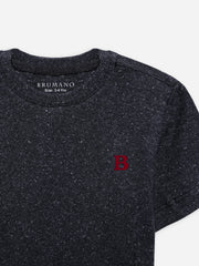 Charcoal Grey Neppy Cotton Casual Tee