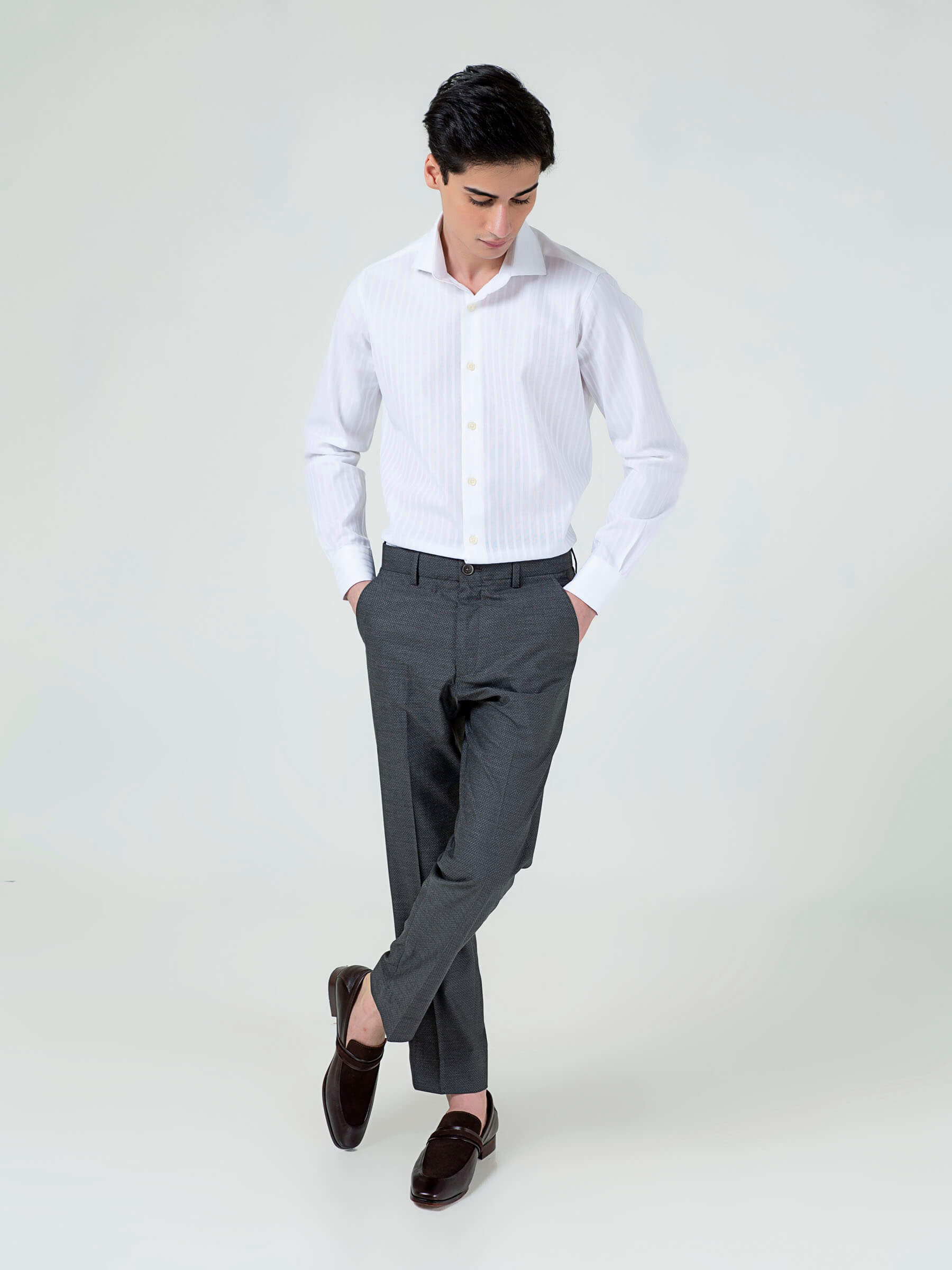 Charcoal Grey Structured Dress Pant