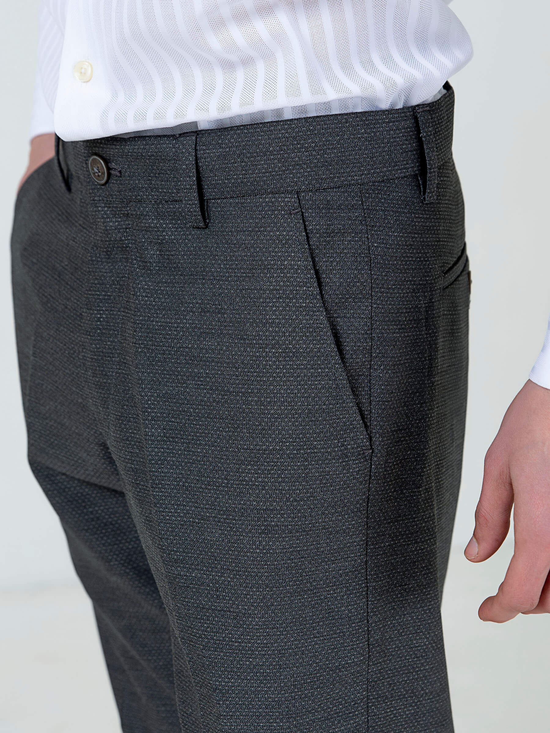 Charcoal Grey Structured Dress Pant
