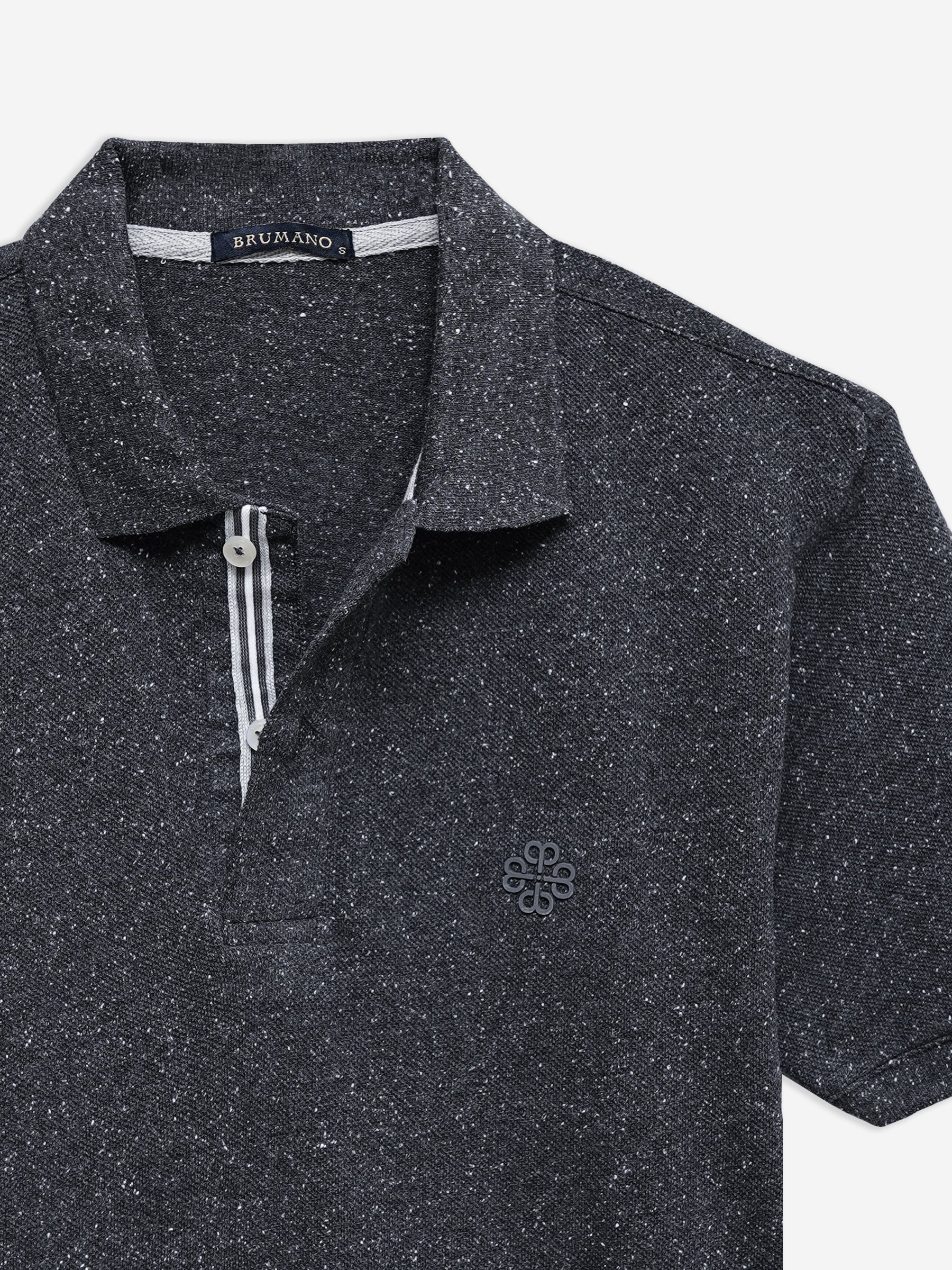 Charcoal Neppy Cotton Basic Polo