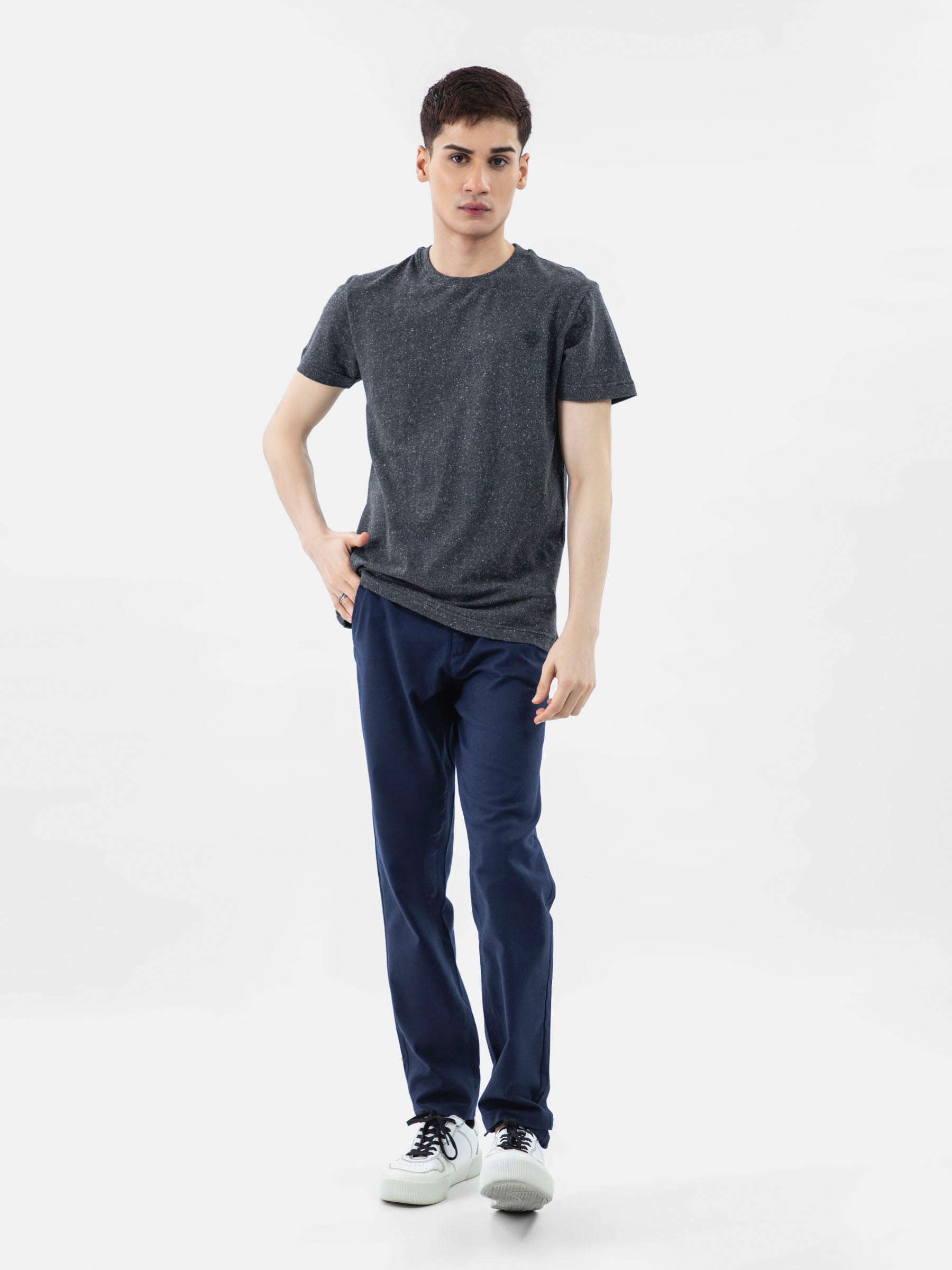 Charcoal Neppy Crew Neck T-Shirt