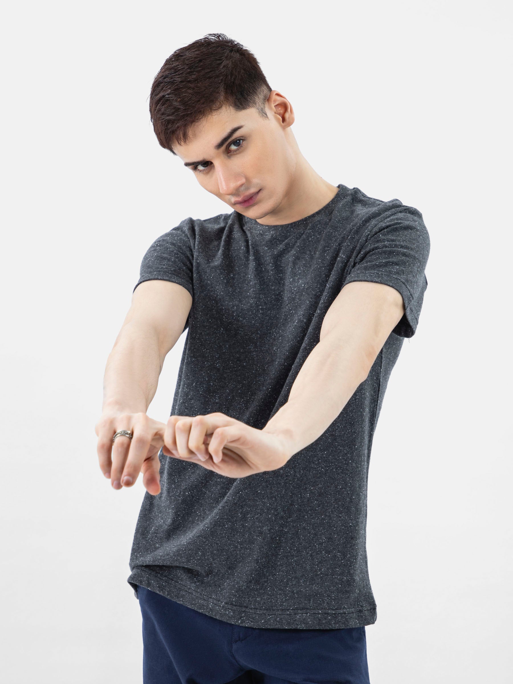 Charcoal Neppy Crew Neck T-Shirt