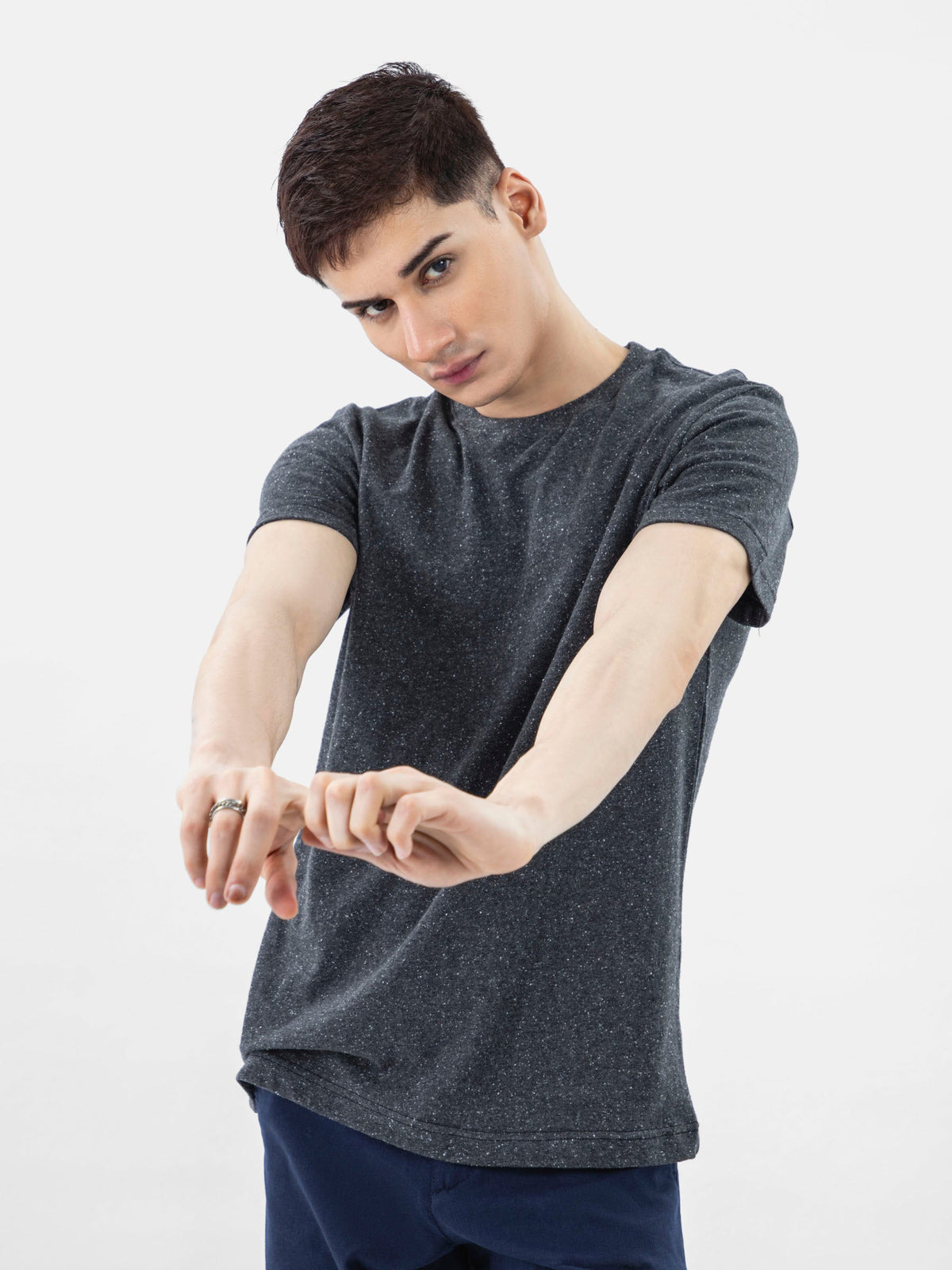 Charcoal Neppy Crew Neck T-Shirt